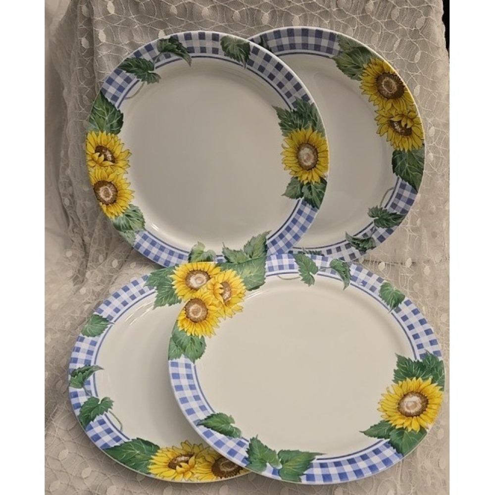 Vintage Corelle Corning Sunsations Sunflower  Dinner Plates 10 1/4" Set Of 4